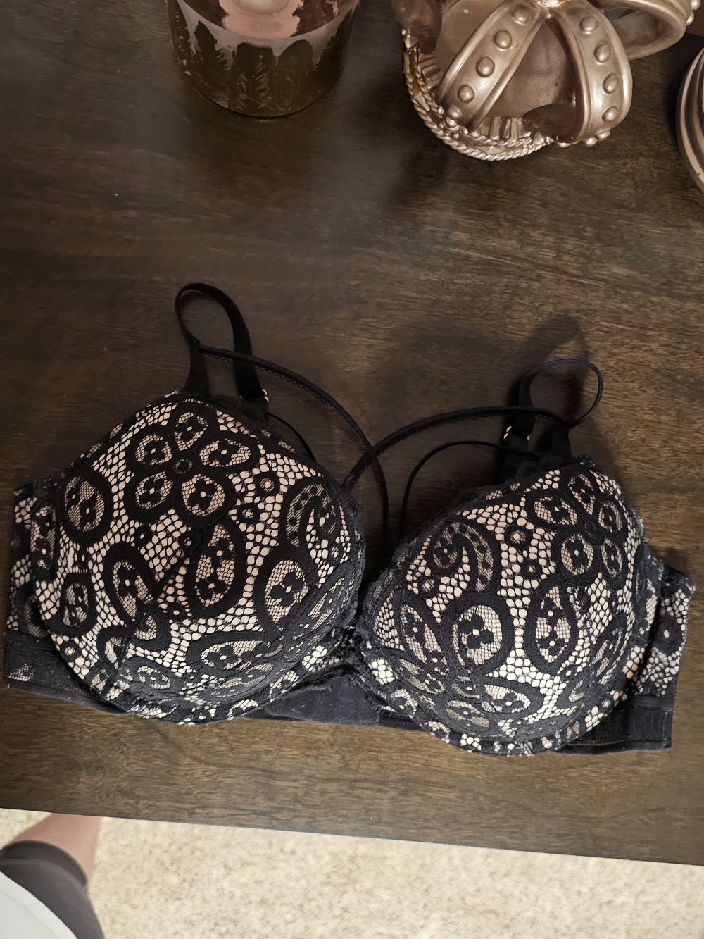 Victoria's Secret Black Lace Bra with Nude Lining